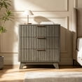 thumbnail image 6 of Ktaxon Solid Wood 3 Drawer Nightstand Fluted Bedside Table End Table, Gray, 6 of 10