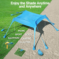 thumbnail image 6 of HOTEEL Beach Tent Shade Canopy UPF50+ Protection, 8 Sandbags, 4 Stability Poles, Outdoor Sun Shelter Umbrella for Sand, Camping, Fishing Essentials, Blue, 6 of 8