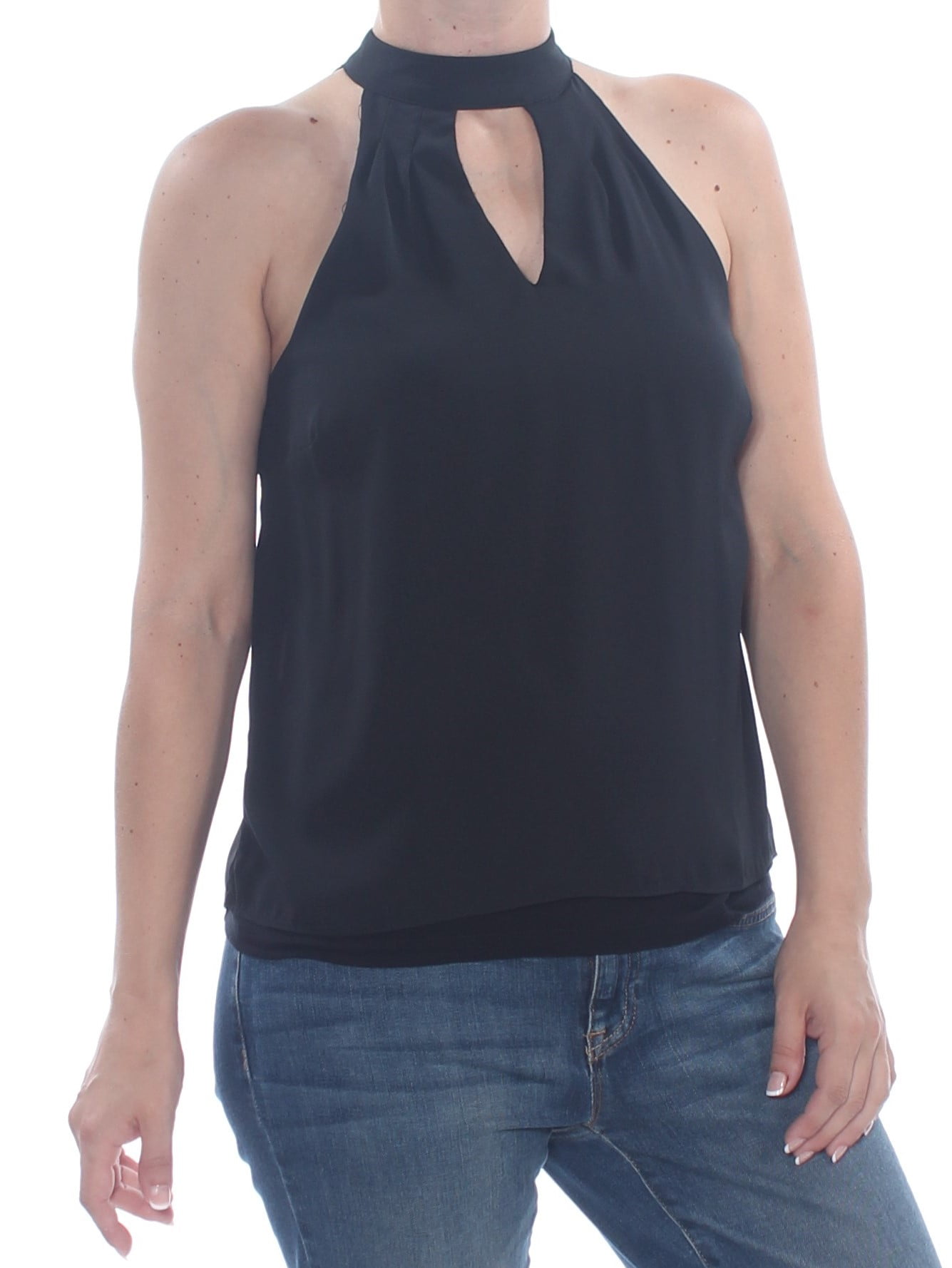 Bar III Women's Sequined Sleeveless Crop Top – Bronze XXL, 100% Nylon, Glittery Accents