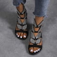 thumbnail image 5 of Women’s Rhinestone Butterfly Cutout Flat Gladiator Sandals, Elastic Ankle Strap Open Toe Daily Dress Shoes, 5 of 6