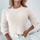 thumbnail image 1 of Suéter de cuello redondo para mujer, cómodo, informal, de color sólido, de manga larga, con cuello redondo, para mujer, 1 of 6