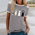 thumbnail image 2 of Gibobby Camisetas Mujer Manga Corta Blusa informal con cuello redondo para mujer, camiseta manga corta con estampado rasguños en color, camiseta vacaci(Gris,XL), 2 of 4