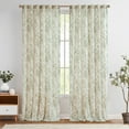 thumbnail image 5 of CURTAINKING Linen Curtains Floral Curtains for Living Room 84 Inch Length Green Printed Curtains Rod Pocket Back Tab Farmhouse Peony Flower Patterned Drapes Bedroom Window Curtain Set 2 Panels, 5 of 10