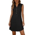 thumbnail image 2 of ClodeEU Women's Sleeveless V Neck Shirt Dress ,Casual Slim Fit Summer Midi Dress Black,Womens Plus XXL, 2 of 8