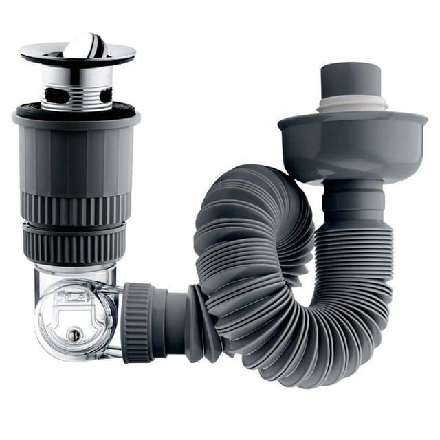 COM1950s Pop Up Drain Stopper Sink Drain Assembly, Bathroom Sink Drain Kit with Strainer Stopper and Sealing Gasket, Anti-Clogging and Odor Prevention Drain Pipe Fitting for Bathroom and Kitchen Sink