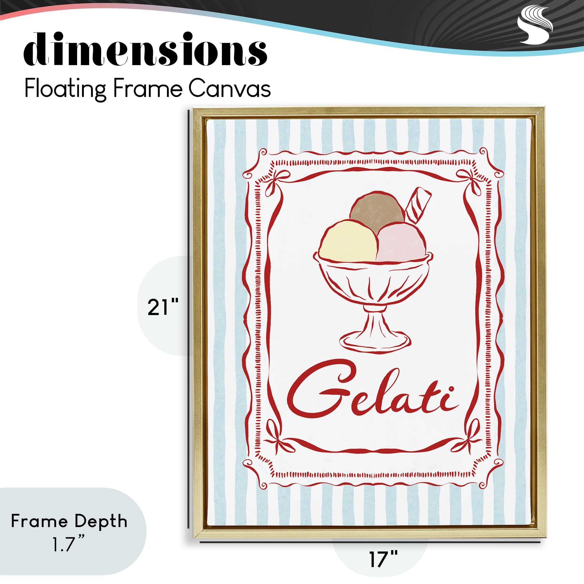 Stupell Industries Italian Summer Gelati Gold Framed Floater Canvas Wall Art, design by Miriam Wood