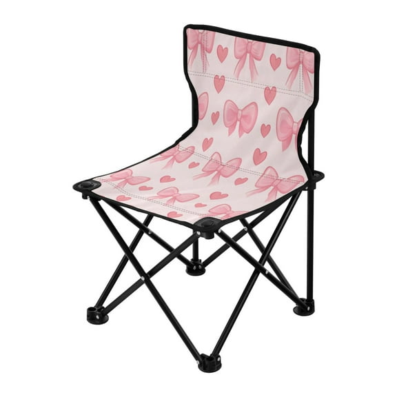 Outdoor Folding Chair 14.46x14.46x22.83 Inches, Camping Folding Chair Easy to Carry Ideal for Outdoor Picnics Camping Park Fishing Pink Bow