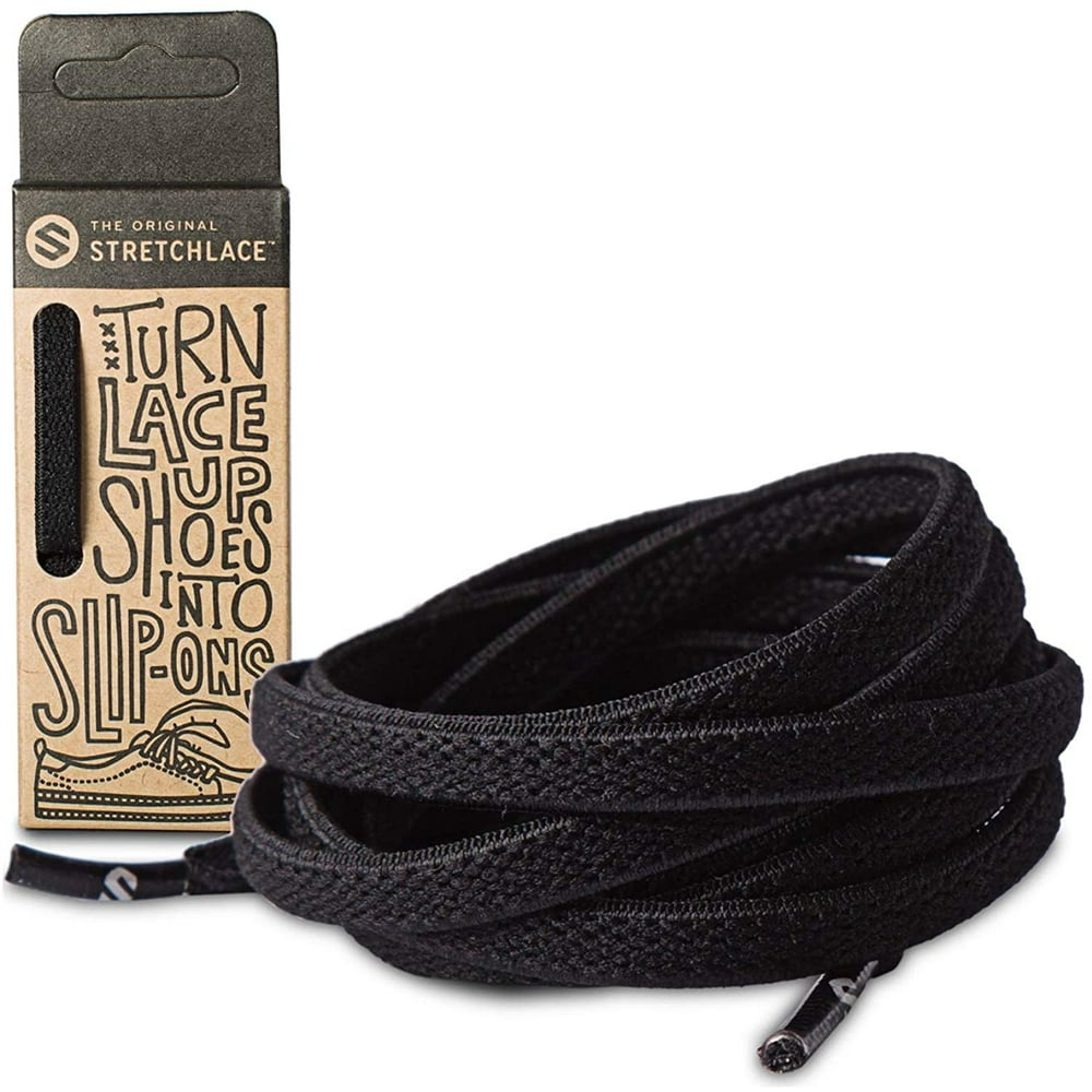 The Original Stretchlace | Elastic Shoe Laces | Flat Stretch Shoelaces | Black, 72 in (183 cm