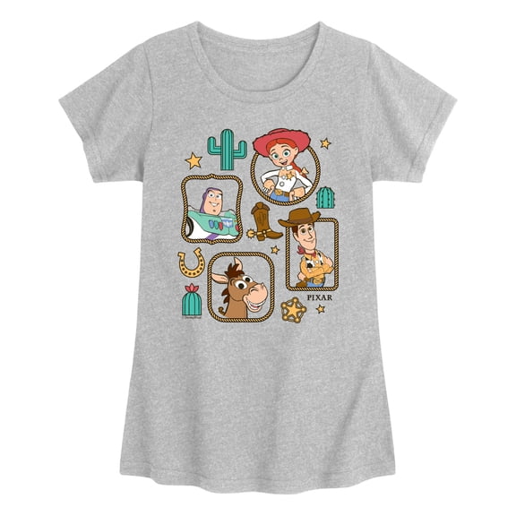 Toy Story 5 - Western Character Frames - Youth Girls Fitted Short Sleeve T-Shirt