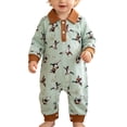 thumbnail image 6 of larppty Newborn Baby Boy Western Clothes Cow/Horse Print Romper Jumpsuit Long Sleeve Button Up Collared Bodysuit Outfit, 6 of 6