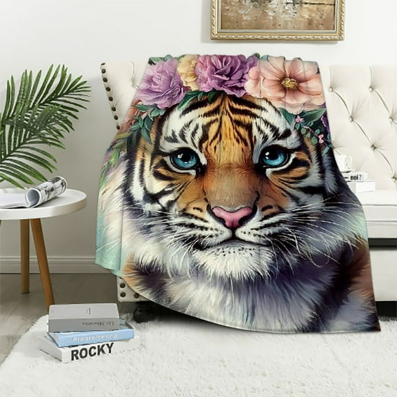 Patifu Tiger Blanket Tiger Print Animals Ultra Soft Plush Throw Blanket for Kids Women Girls Gifts Ideas 40x50in