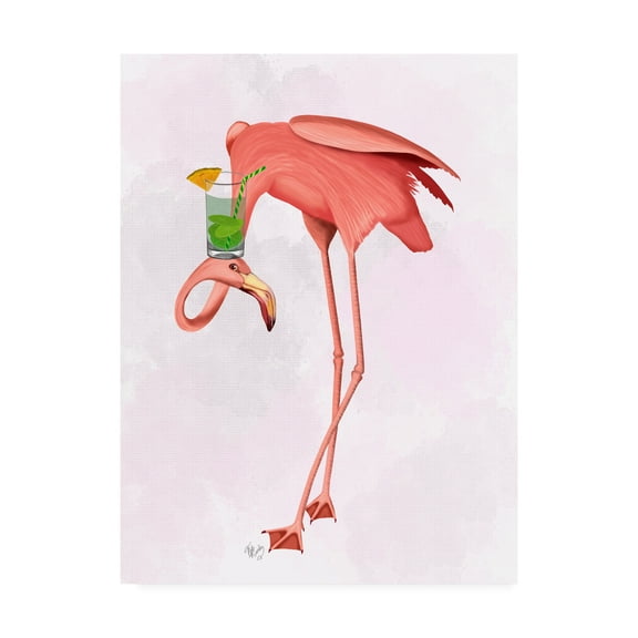 Trademark Fine Art 'Flamingo and Cocktail 1' Canvas Art by Fab Funky