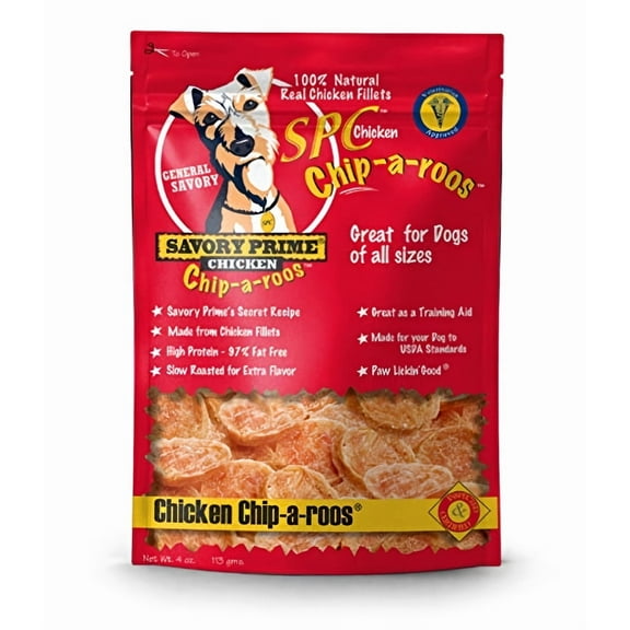 Savory Prime Chicken Chip-A-Roos Jerky Treat, 4-Ounce (Pack of 24)