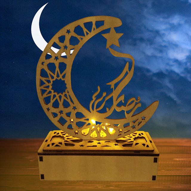 Adorno De Luz Nocturna Ramadan Decor Lightings Moon Star Creative Chic Nightlights para Eid Al Fitr (A)