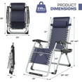 thumbnail image 4 of Zero Gravity Chair with Cushion, Reclining Outdoor Patio Lounge Chair, Folding Indoor Anti Gravity Recliner, Portable Lounger with Removable Cup Holder Side Tray and Pillow Headrest (Blue), 4 of 22