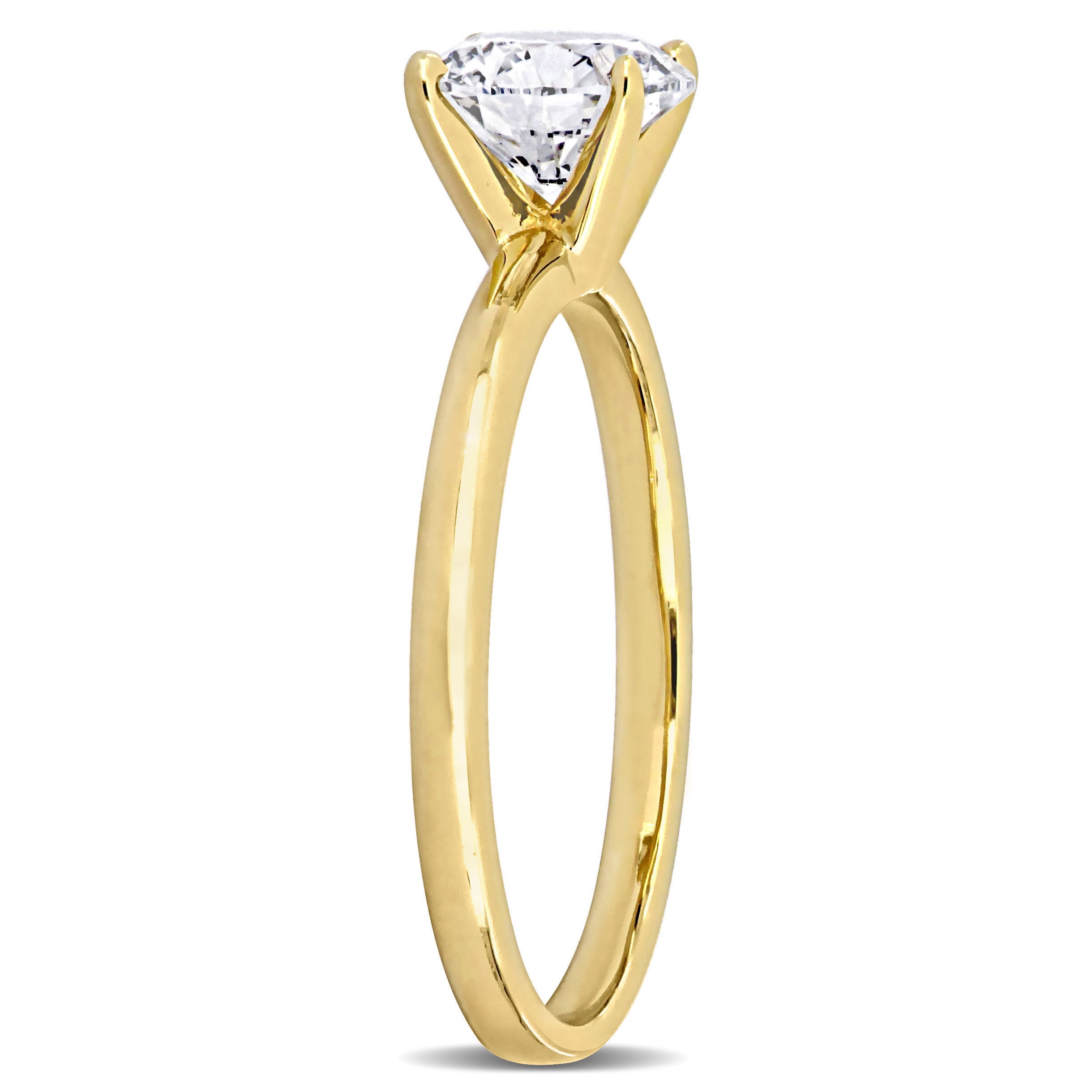 Created Forever Women's 1 CT Lab Created Diamond 14K Yellow Gold Solitaire Engagement Ring (H-I, SI-I1)