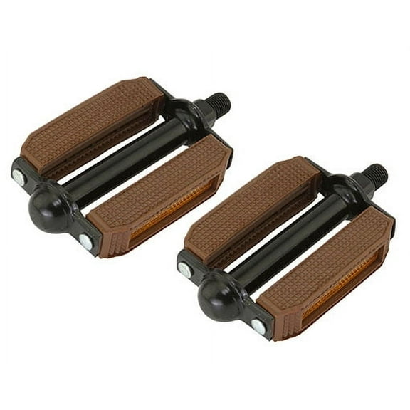 507 Block PVC Bike Pedals 1/2" Brown and Black. Works on 1 piece cranks. Sold as a pair. Bike part for Cruiser, BMX, Lowrider, Trike, bicycle Parts