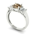thumbnail image 2 of Clara Pucci 14K White Gold Solid Gold Champagne Three-Stone Anniversary Ring for Women - 1.5 cttw Round Cut, 2 of 8