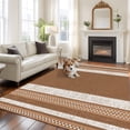thumbnail image 3 of Vintage Dark Brown Striped Area Rug 5x7 Washable Rug Non Slip Farmhouse Modern Stripes Boho Large Area Rug Soft Stainresistant Indoor Floor Carpet for Living Room Bedroom Office Dining Room Nursery, 3 of 9