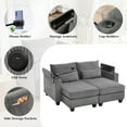 thumbnail image 5 of 63" Double Chaise Lounge with USB Ports, Sleeper Sofa Bed with Cup Holders and Phone Holder, Corduroy Loveseat Recliner Bed with Storage Arms and Side Pockets, Grey, 5 of 8