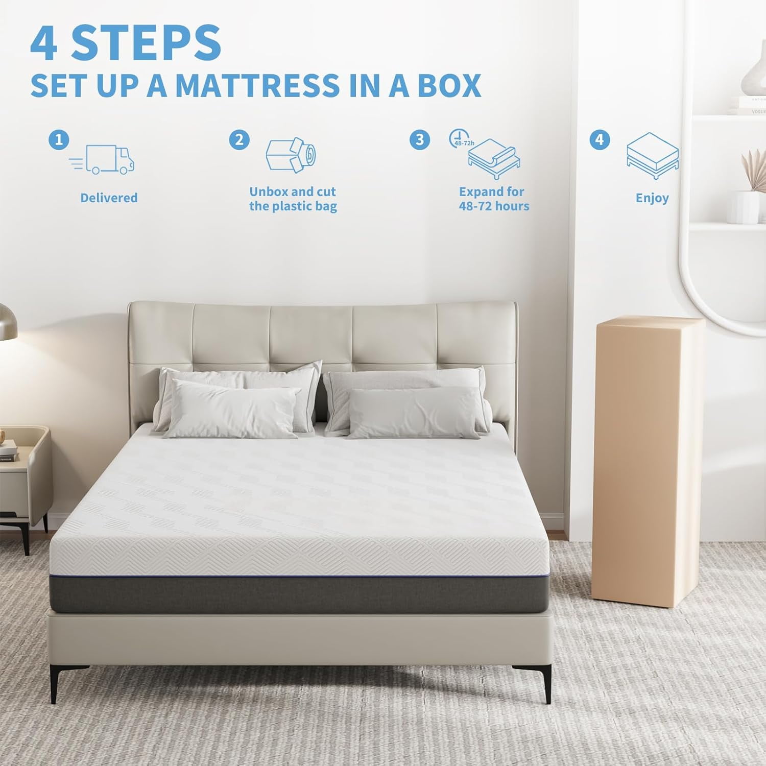 Doubleslee 12 inch Queen Mattress, Memory Foam Hybrid Mattress in a Box, Pressure Relief