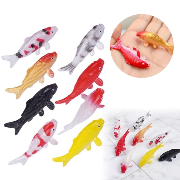 LAIOWEI Miniature Koi Fish Figurines, Small Plastic Fish, Fake Goldfish Decorations for DIY Fish Tank Dollhouse Miniature Garden Realistic Carp Statues for Creative Landscaping 1Pcs