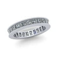thumbnail image 2 of Natural 3.75Ct Princess Cut Diamond Channel Set Milgrain Women's Anniversary Wedding Eternity Band Ring Solid 10k White Gold G-H I1, 2 of 3