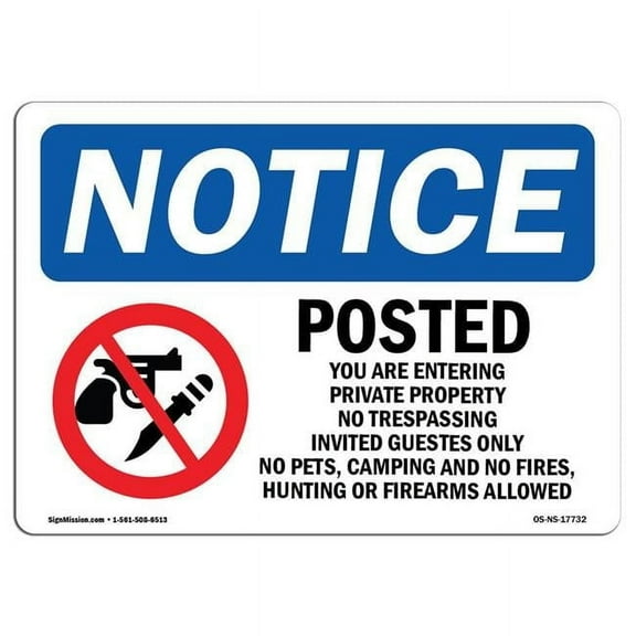 OSHA Notice Sign - Posted You Are Entering Private |  Aluminum Sign | Protect Your Business, Construction Site, Warehouse & Shop Area |  Made in the USA
