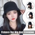 thumbnail image 2 of RYGRZJ Dark Brown Japanese Style Wig Hat All-In-One Female Spring And Summer Net Red Bucket Fisherman Hat Medium Long Hair Inner Buckle Full Head Cover Clavicle Straight, 2 of 5