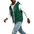 thumbnail image 4 of EANJE Men's Hooded Sleeveless Zip Vest Casual Drawstring Regular Fit Hood Knit Multi Color Layering Tops With Pockets Green 2XL, 4 of 6