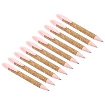 Uxcell Wheat Straw Pens Black Ink Cork Recycle Ballpoint Pens, Pink 20 Pack