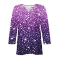 thumbnail image 3 of UPPADA Blouses Grande Taille pour Femmes Manches 3/4 Imprimé Floral Teinture Tee-Shirts Décontractés Tendance Col Rond Confortables Pull-Over Hauts d'Été Mignons Hauts Manches 3/4 pour Femmes, 3 of 5