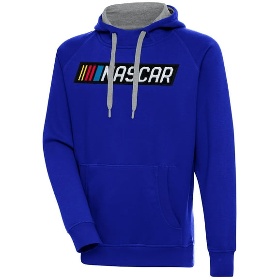 Men's Antigua  Royal NASCAR Victory Chenille Pullover Hoodie