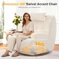 thumbnail image 2 of Loberfve 3-in-1 Swivel Armchair Oversize High Back Chair with 2 Extra Pillows and 2 Side Pockets, Padded Cushion and Back Accent Chair for Living Room Bedroom Beige, 2 of 6