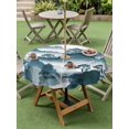 thumbnail image 5 of Outdoor Tablecloth with Umbrella Hole Zipper Teal Mountain Forest Round Tablecloth 60" Waterproof Outside Table Cloth Retro Garden Nature Landscape Patio Table Cover Tablecloths for Picnic Party, 5 of 8