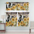 thumbnail image 5 of Sunflower Cow Curtain Valances Set Farmhouse Yellow Flower Leaf Butterfly Barn Door Kitchen Curtains 36&nbsp;inch Length Rod Pocket Valance and Tiers 3 Piece Set Small Bedroom Bathroom Laundry Decor, 5 of 9