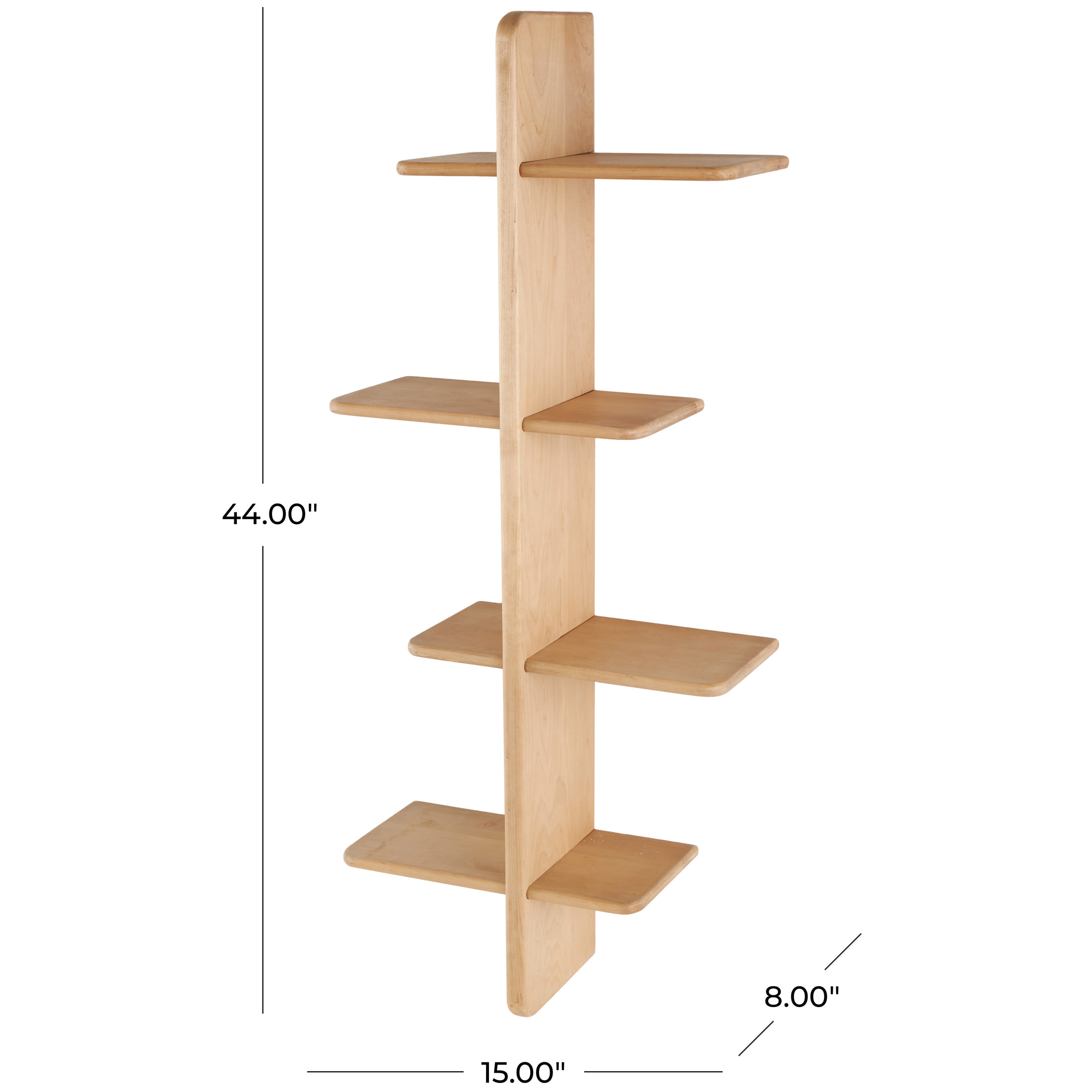 DecMode 15" x 8" Handmade 8-Tier Light Brown Wall Shelf