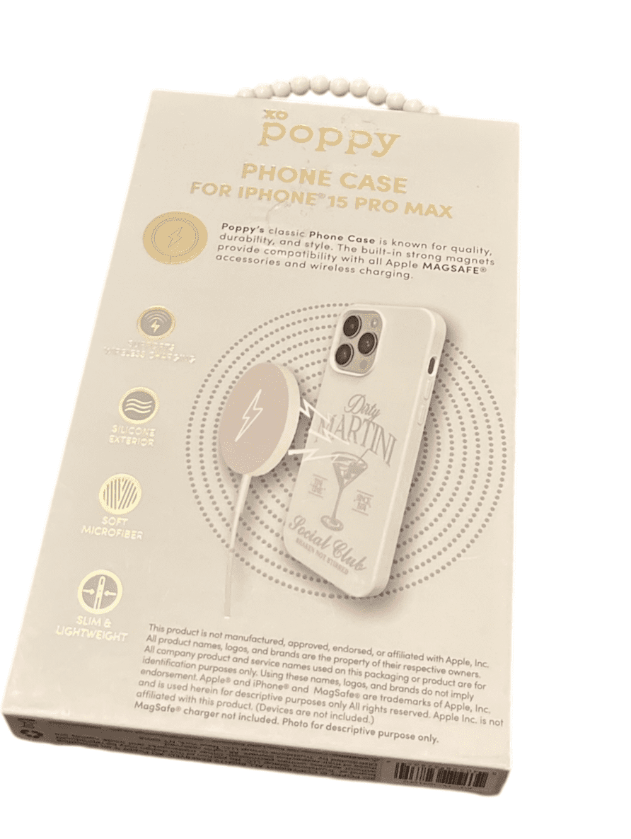xo poppy phone case for iphone 15 Pro Max, Dirty Martini, magsafe