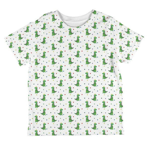 Christmas Tree Rex T-Rex Dinosaur Pattern All Over Toddler T Shirt Multi 4T