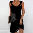 thumbnail image 2 of Penkiiy Summer Dresses for Women 2024 Casual Slim Loose Solid Color Round Neck Temperament Elegant Halter Dresses L Black, 2 of 5
