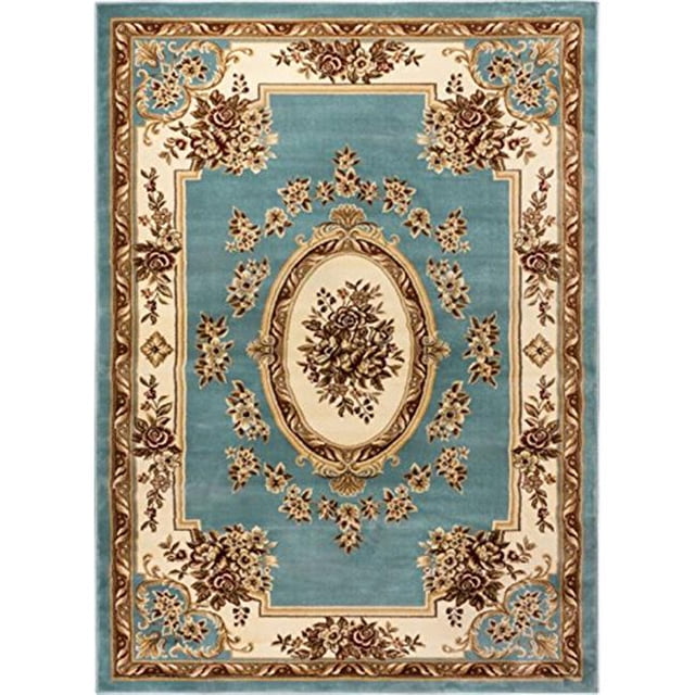 Infinity Home 36364 3 ft. 11 in. x 5 ft. 3 in. Timeless Le Petit Palais Traditional Area Rug - Light Blue
