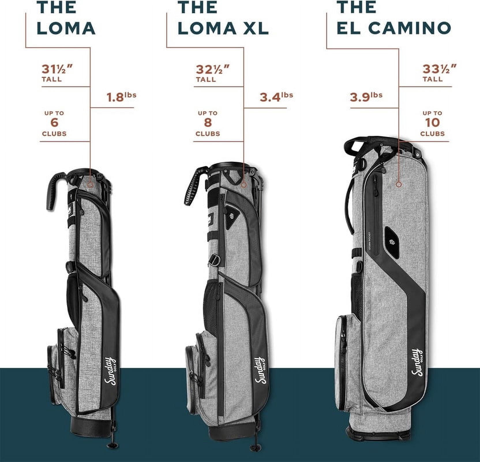 Sunday Golf Loma XL Bag Heather Gray