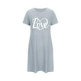 thumbnail image 4 of Sakmal Loose Womens Moomoo Nightgown Blue Cloud-Like Comfy Moomoo Dress Crew Neck Love Print Short Short Sleeve Nightgowns S-2XL, 4 of 5