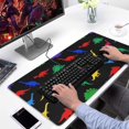 thumbnail image 2 of Long Mouse Pads for Desk,Black Cartoon Dinosaurs Colorful Silhouettes Desk Mats on Top Of Desks, Desk Mouse Pad Extra Large with 3mm Non-Slip Base and Stitched Edge for Gaming,Work,Home 31.5"x15.7", 2 of 5
