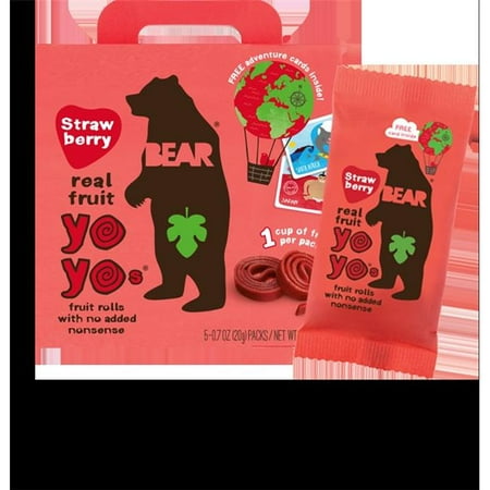 Bear - Real Fruit Yoyo Straw Apple - Case Of 6 - 3.5 Oz