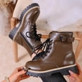 thumbnail image 5 of Women's Combat Boots Ankle Booties Lace-up Platform Side Zipper Mid-calf Military Winter Boot for Women, 5 of 8