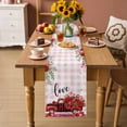 thumbnail image 2 of Valentine's Day Table Runner - 48 Inch Long Red Truck Roses Love Leaves Pink Plaid Cotton and Linen Blended Dress Scarves Farmhouse Table Runner for Kitchen Dining, Coffee Table, 13" x 48", 2 of 8