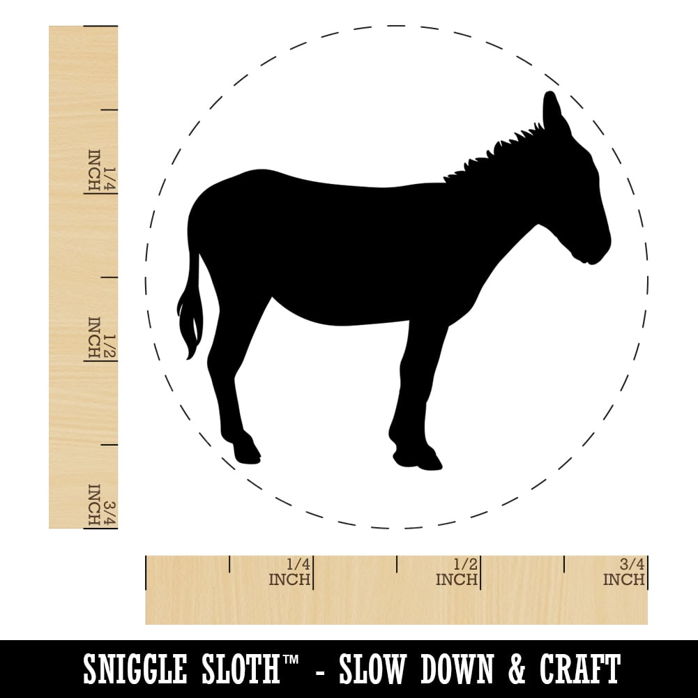 Donkey Silhouette Solid Self-Inking Rubber Stamp Ink Stamper - Blue Ink - Small 3/4 Inch