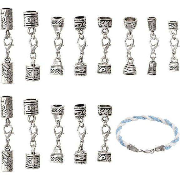 16pcs 8 Styles Alloy Cord End Caps with Lobster Clasp Leather Jewelry Clasps Necklace End Caps End Tip with Loop Ring Connector for DIY Bracelets Necklaces Chokers Jewelry Making