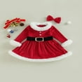 thumbnail image 2 of Filles Enfants Robe de Noël Robe en Peluche avec Ceinture et Bandeau, 2 of 9